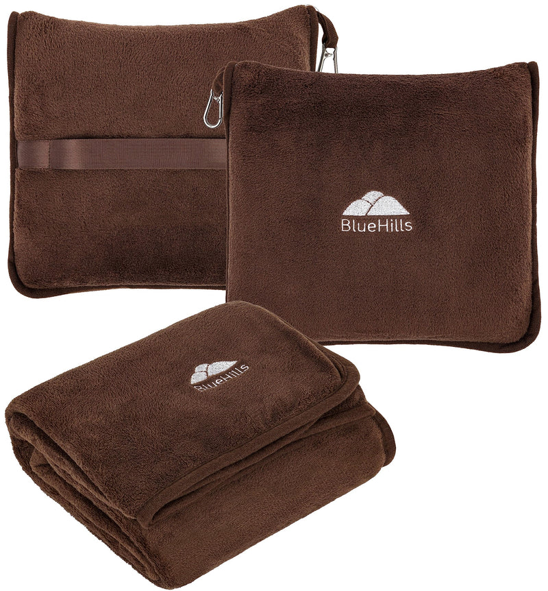BlueHills Premium Soft Travel Blanket Pillow Airplane - Brown